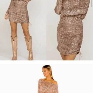 Free People Shimmering Gold Mini Dress